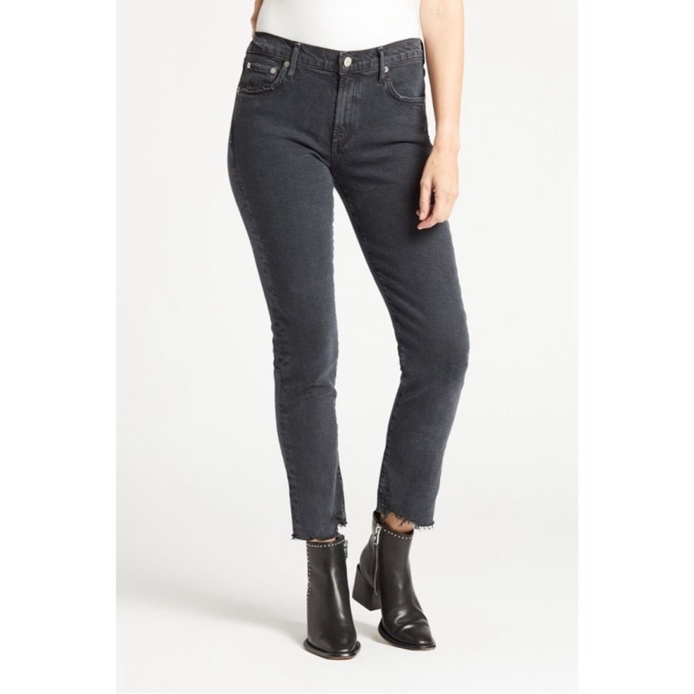 AGOLDE Toni Slim Fit Straight Leg Jeans in Feral Black Wash